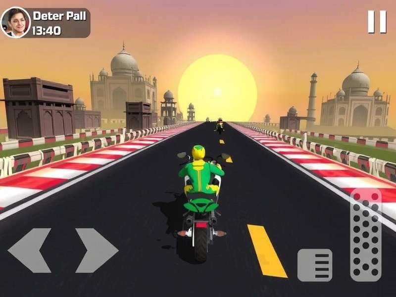 Sunlit Racer gameplay screenshot showing Indian landmarks